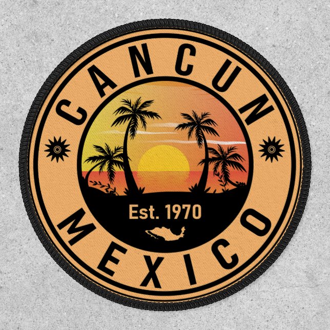 Cancun Mexico Palm Tree Vintage Travel Souvenir Patch (Front)