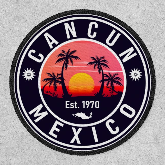 Cancun Mexico Palm Tree Vintage Travel Souvenir Patch (Front)