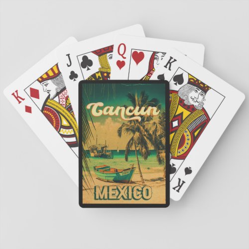 Cancun Mexico Palm Tree Vintage Travel Souvenir Poker Cards