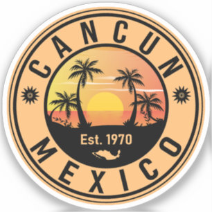 Cancun Mexico Palm Tree Vintage Travel Souvenir Sticker
