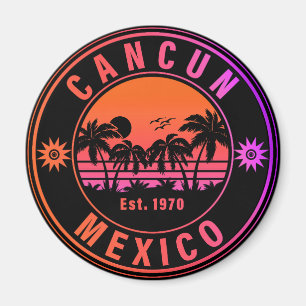 Cancun Mexico Palm Trees Vintage Travel Souvenirs Magnet
