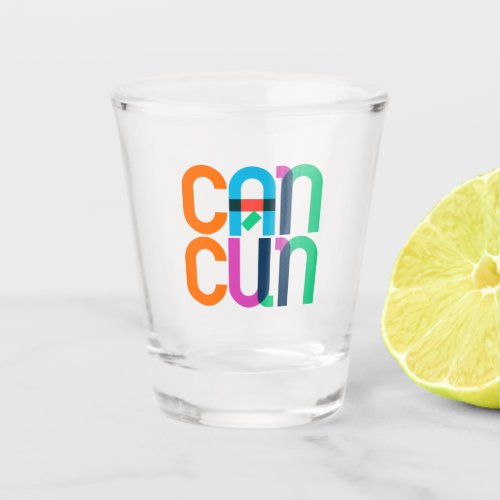 Cancun Mexico Pop Art Letters Shot Glass