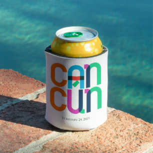 Cancun Mexico Pop Art Personalized Can Cooler