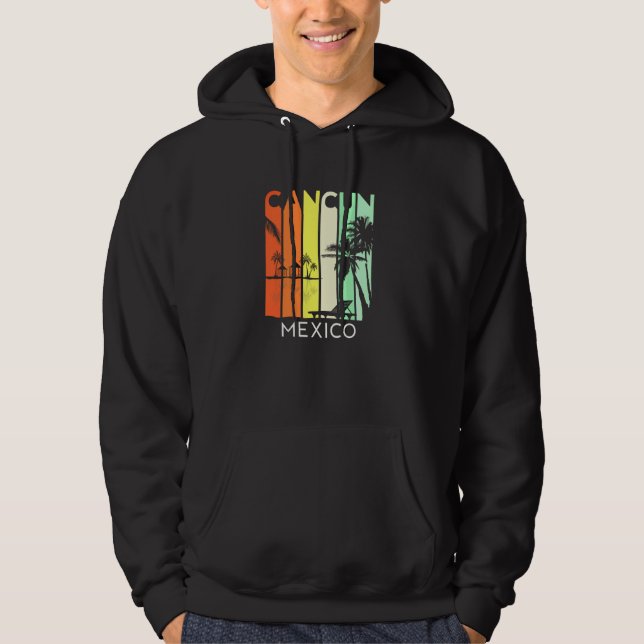 Cancun Mexico Retro Mexican Resort Vacation Girls  Hoodie (Front)