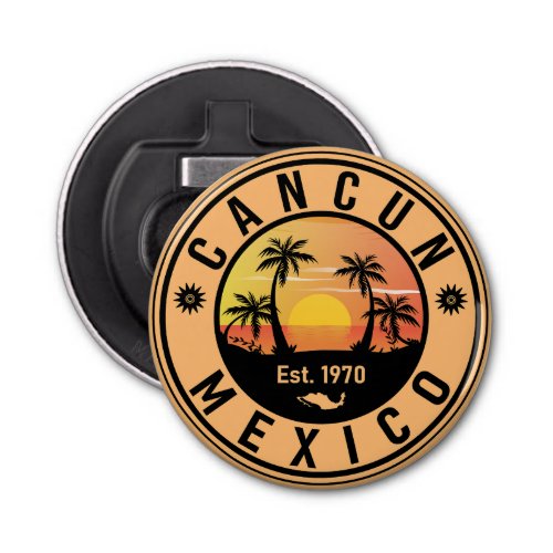 Cancun Mexico Retro Sunset Vintage Travel Souvenir Bottle Opener