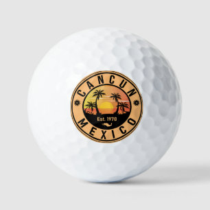 Cancun Mexico Retro Sunset Vintage Travel Souvenir Golf Balls