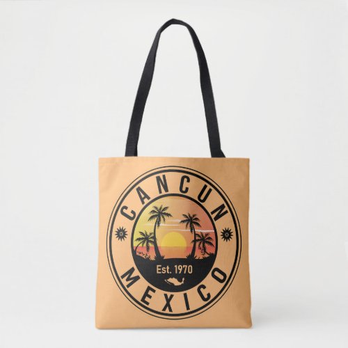 Cancun Mexico Retro Sunset Vintage Travel Souvenir Tote Bag