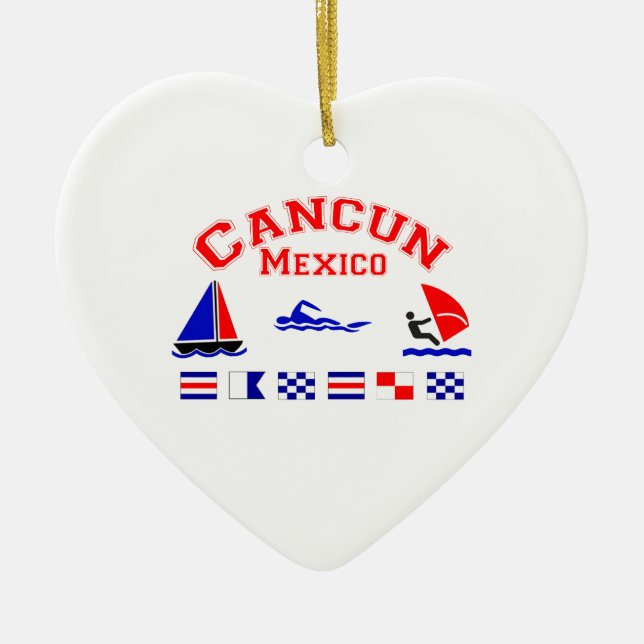 Cancun Mexico Signal Flags Ceramic Ornament (Front)