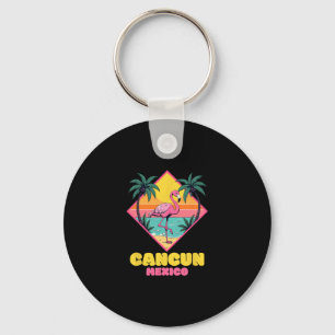 Cancun Mexico Souvenir Flamingo Family Matching Ca Keychain