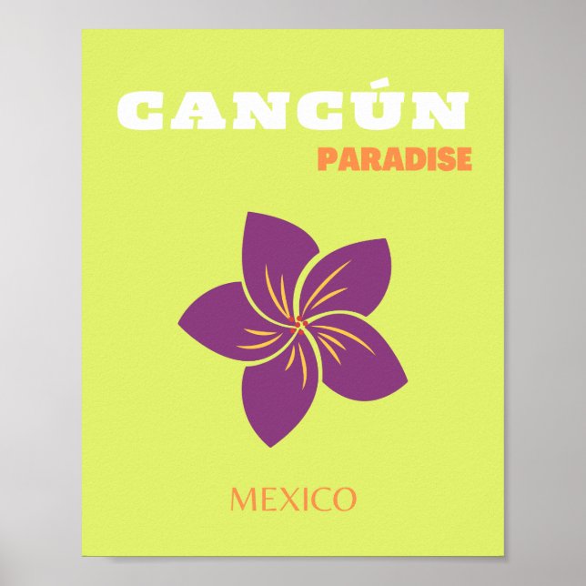 Cancun, Mexico, Travel Art, Green, Tropical Art Poster (Front)