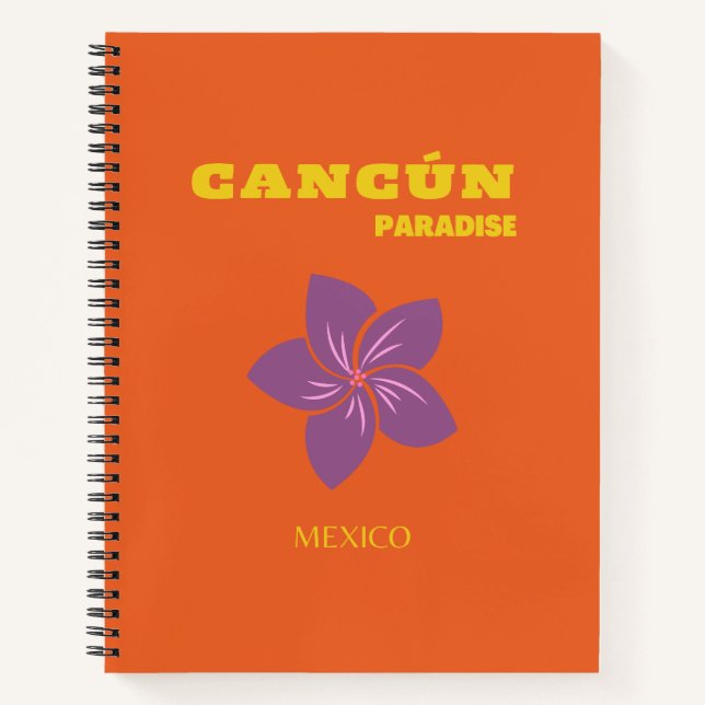 Cancun, Mexico, Travel Art, Tropical Art, Orange Notebook (Front)