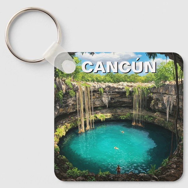 Cancun Mexico Travel Cenote Keychain (Front)