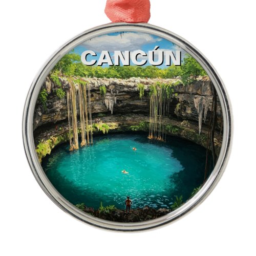 Cancun Mexico Travel Cenote Metal Ornament