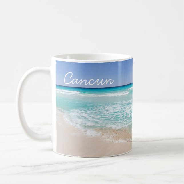 Cancun Mexico Tropical Sea Wave Beach  Coffee Mug (Left)