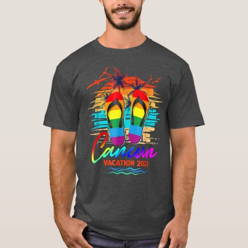 Cancun Mexico Vacation 2022 Flip Flop LGBT Summer  T_Shirt