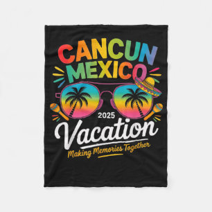 Cancun Mexico Vacation Beach 2025 Trip Group Squad Fleece Blanket