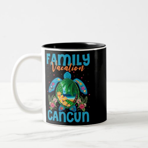 Cancun Mexico Vacation Sea Turtle Matching Family  Two_Tone Coffee Mug