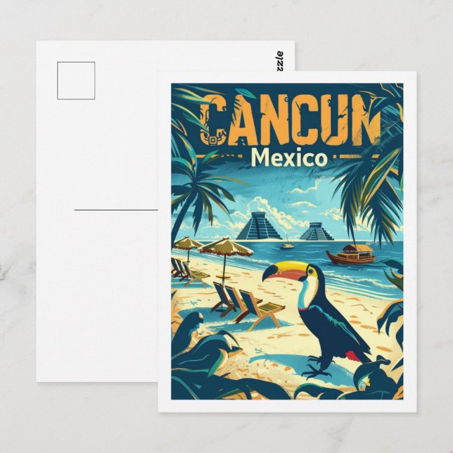 Cancun Mexico Vintage Famous Travel Place Postcard (Front/Back)