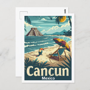 Cancun Mexico Vintage Famous Travel Place Postcard
