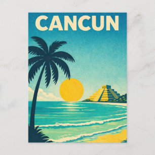 Cancun Mexico Vintage Travel Postcard