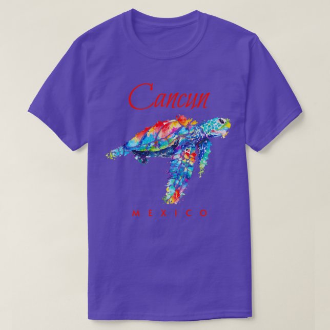 Cancun Mexico Watercolor Sea Turtle1 T-Shirt (Design Front)