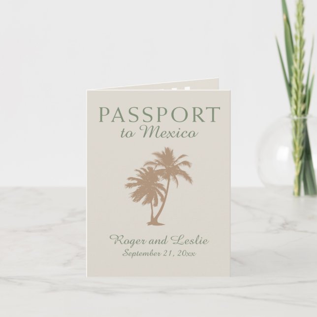 Cancun Mexico Wedding Passport Invitation (Front)