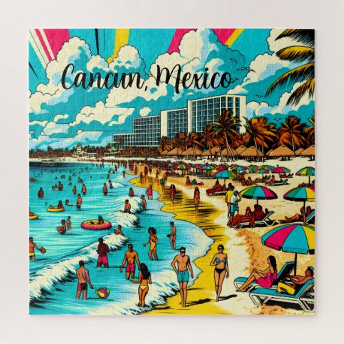 Cancun Mexico with a Pop Art Vibe Jigsaw Puzzle