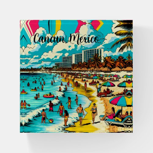 Cancun Mexico with a Pop Art Vibe Paperweight