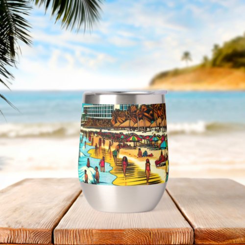 Cancun Mexico with a Pop Art Vibe Thermal Wine Tumbler