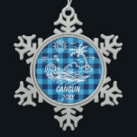 Cancun on Blue Buffalo Check Christmas Snowflake Pewter Christmas Ornament<br><div class="desc">Cancun on a blue buffalo check Background Christmas ornament. Decorate your tree to suit your unique style. A set of custom-made Christmas ornaments can be the perfect heirloom to use year after year, generation after generation. Great addition to your holiday decor and your Christmas decorations. Nice souvenir for those who've...</div>