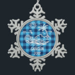 Cancun on Blue Buffalo Check Christmas Snowflake Pewter Christmas Ornament<br><div class="desc">Cancun on a blue buffalo check Background Christmas ornament. Decorate your tree to suit your unique style. A set of custom-made Christmas ornaments can be the perfect heirloom to use year after year, generation after generation. Great addition to your holiday decor and your Christmas decorations. Nice souvenir for those who've...</div>