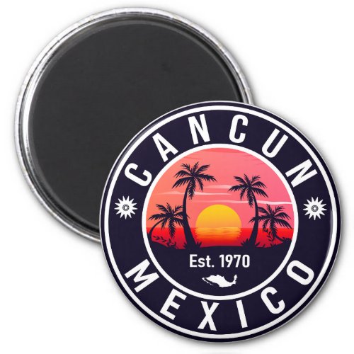 Cancun Palm Tree Retro 80s Mexican Playa Magnet