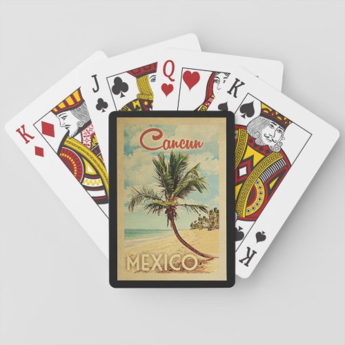 Cancun Palm Tree Vintage Travel Playing Cards