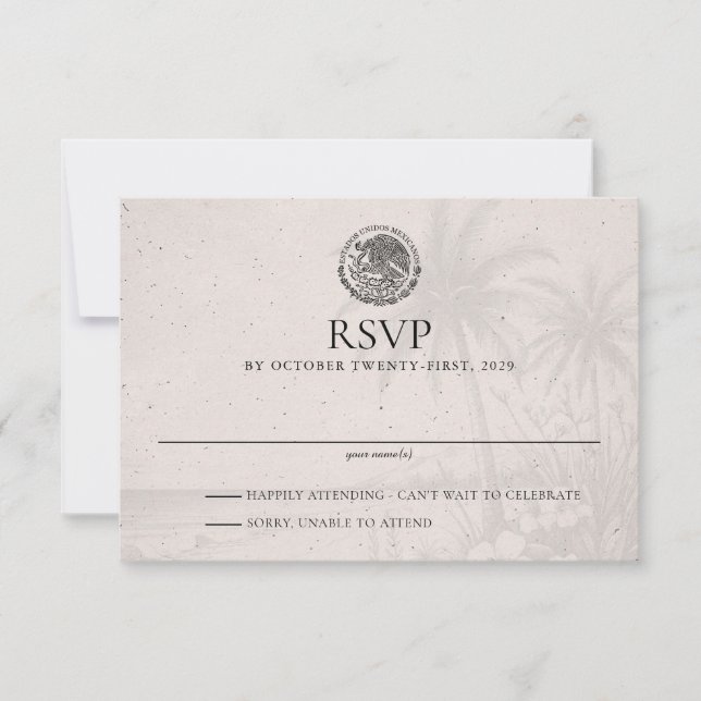 Cancun Passport Wedding RSVP Card (Front)