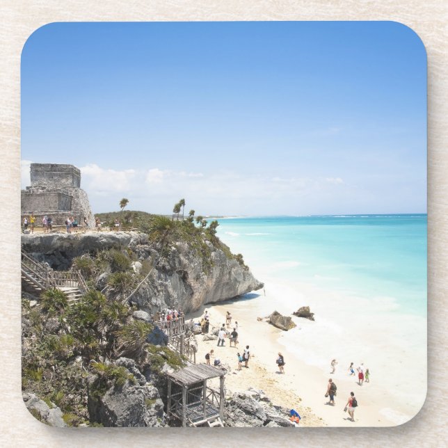 Cancun, Quintana Roo, Mexico - Ruins on a hill Drink Coaster (Front)