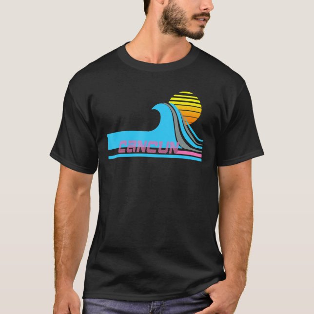Cancun  Retro 80s Style Surf Tee (Front)