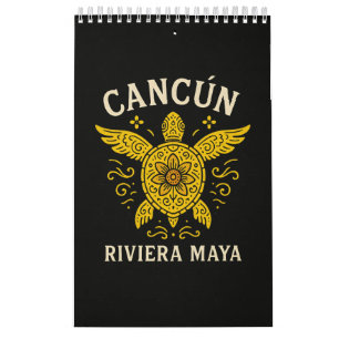 Cancun & Riviera Maya Tropical Vacation Retro Typo Calendar