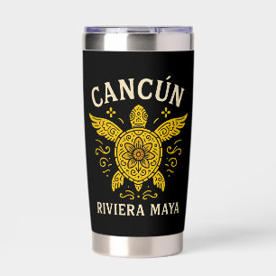 Cancun & Riviera Maya Tropical Vacation Retro Typo Insulated Tumbler