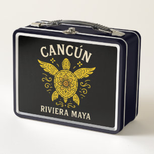 Cancun & Riviera Maya Tropical Vacation Retro Typo Metal Lunch Box