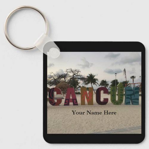 Cancun Sign  Playa Delfines Mexico 1_3 Keychain