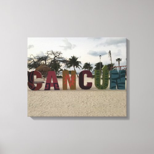 Cancun Sign  Playa Delfines Mexico Canvas