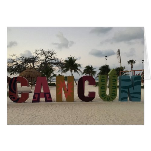 Cancun Sign  Playa Delfines Mexico Card