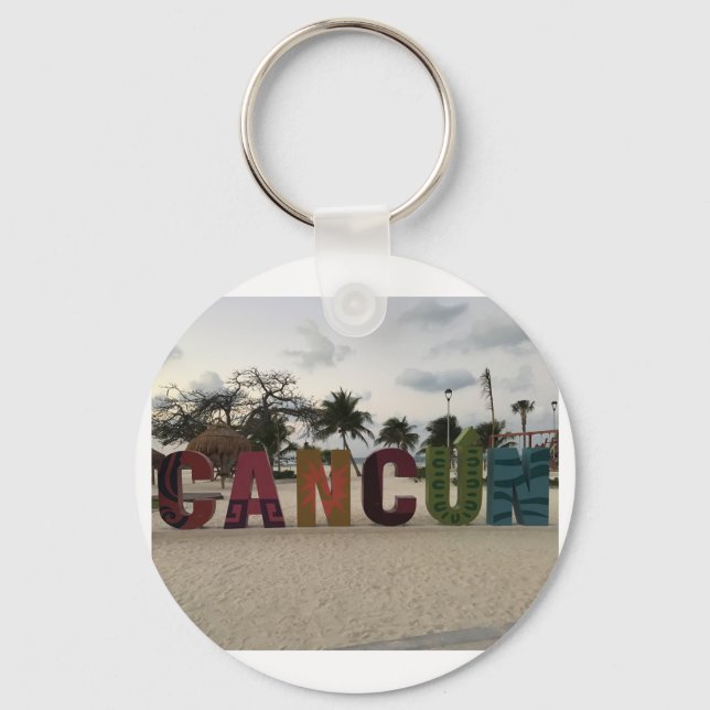 Cancun Sign - Playa Delfines, Mexico Keychain (Front)