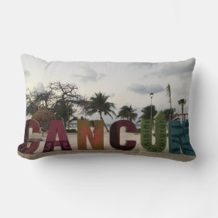 Cancun Sign – Playa Delfines, Mexico Pillow