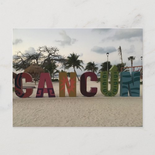 Cancun Sign  Playa Delfines Mexico Postcard