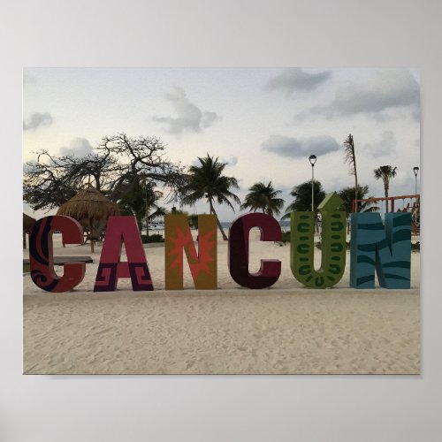 Cancun Sign  Playa Delfines Mexico Poster
