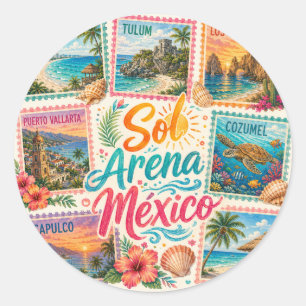 Cancun Sun Sand Mexico Beautiful Beaches Tropical Classic Round Sticker