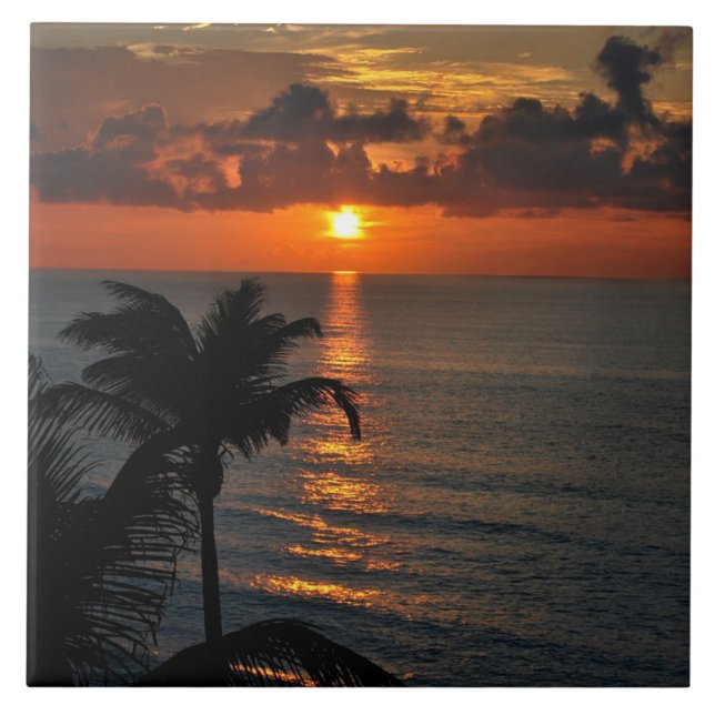 Cancun Sunset Ceramic Tile (Front)