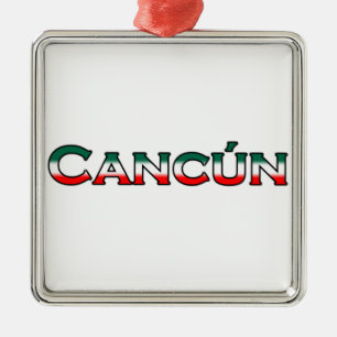 Cancun (text logo) metal ornament