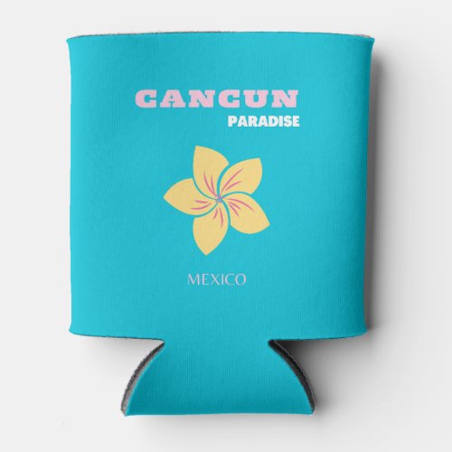 Cancun Travel Art Mexico Travel Art Preppy Blue Can Cooler